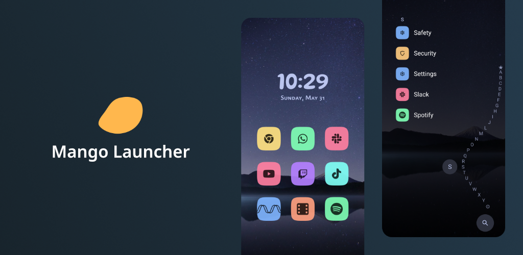 Mango Launcher home screen and app drawer